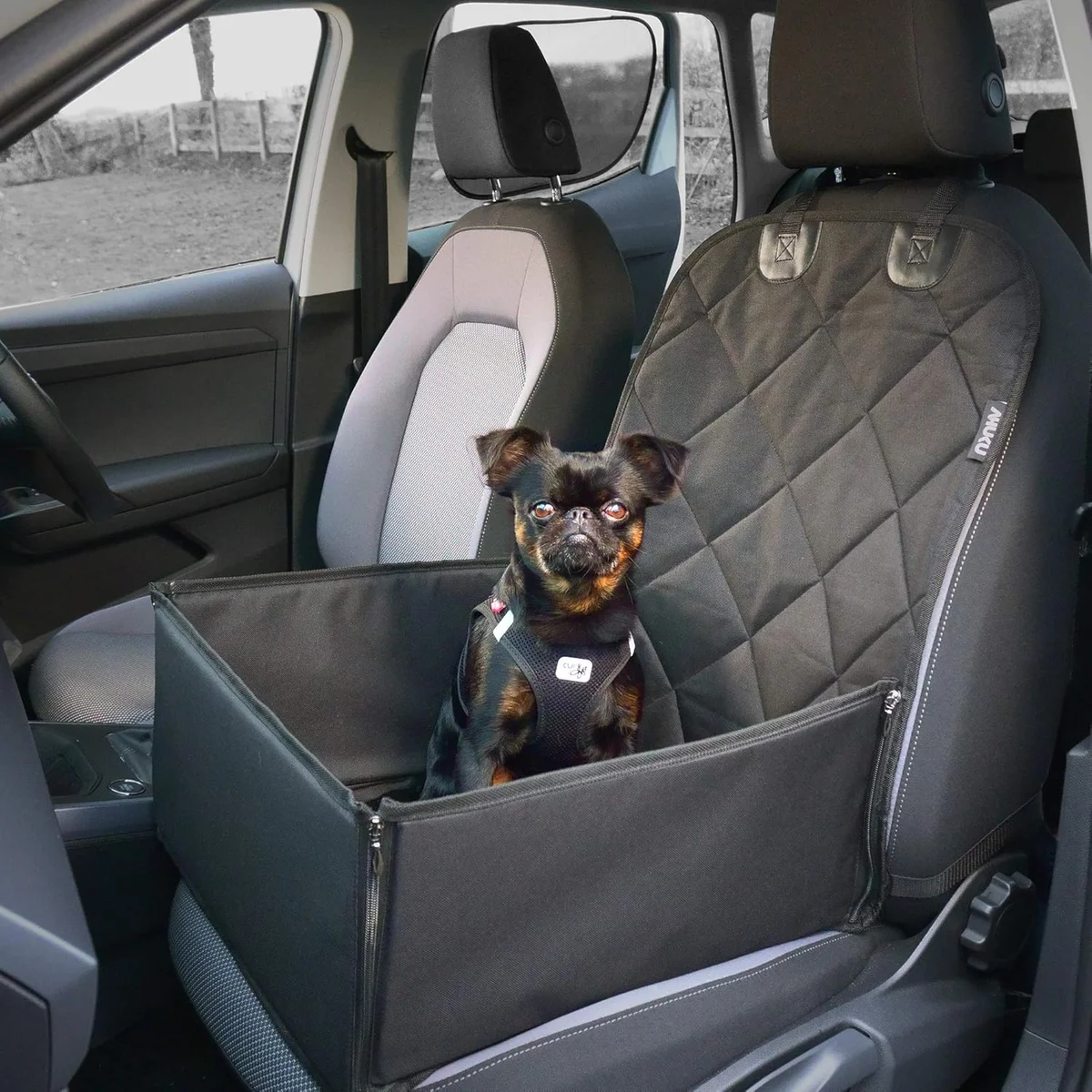 AHUKU Dog Car Seat with Seat Belt and Strong Padded Sides