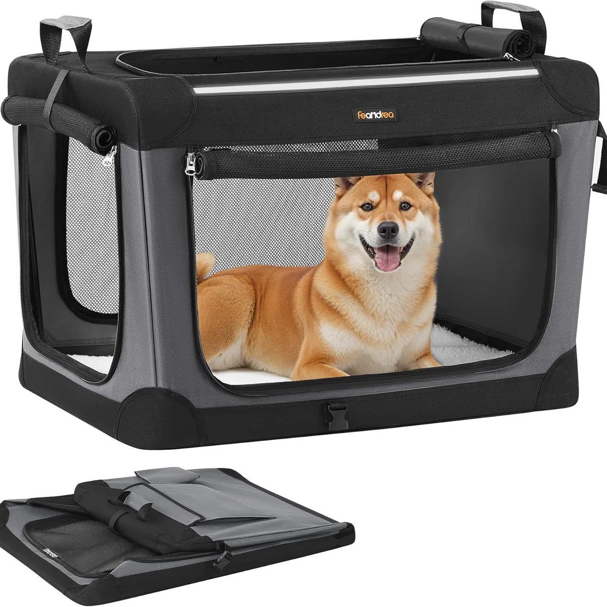 Feandrea Collapsible Dog Crate, Portable Pet Travel Crate for Medium Dogs