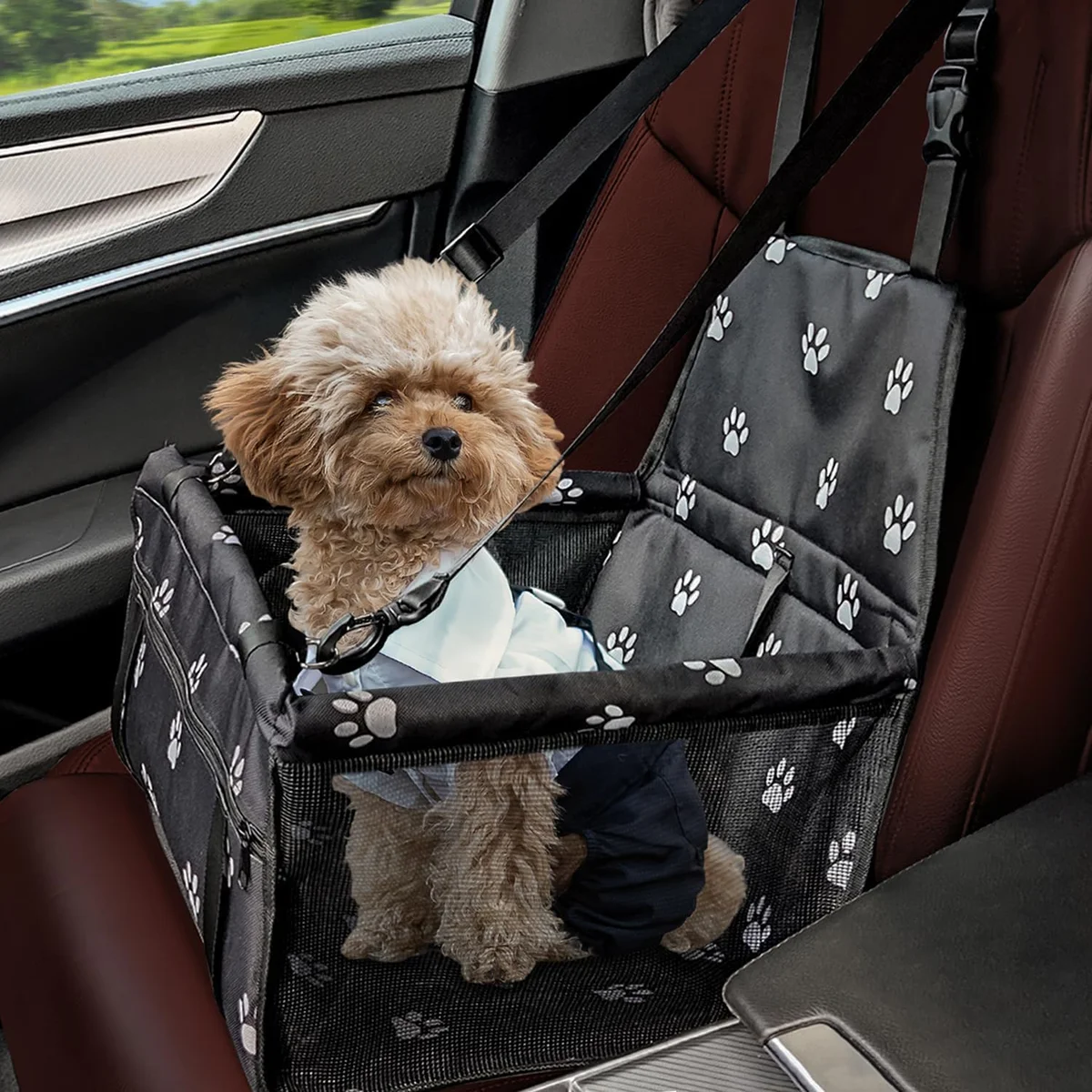 Flagest Dog Car Seat, Foldable Washable Mesh Carrier for Small Dogs