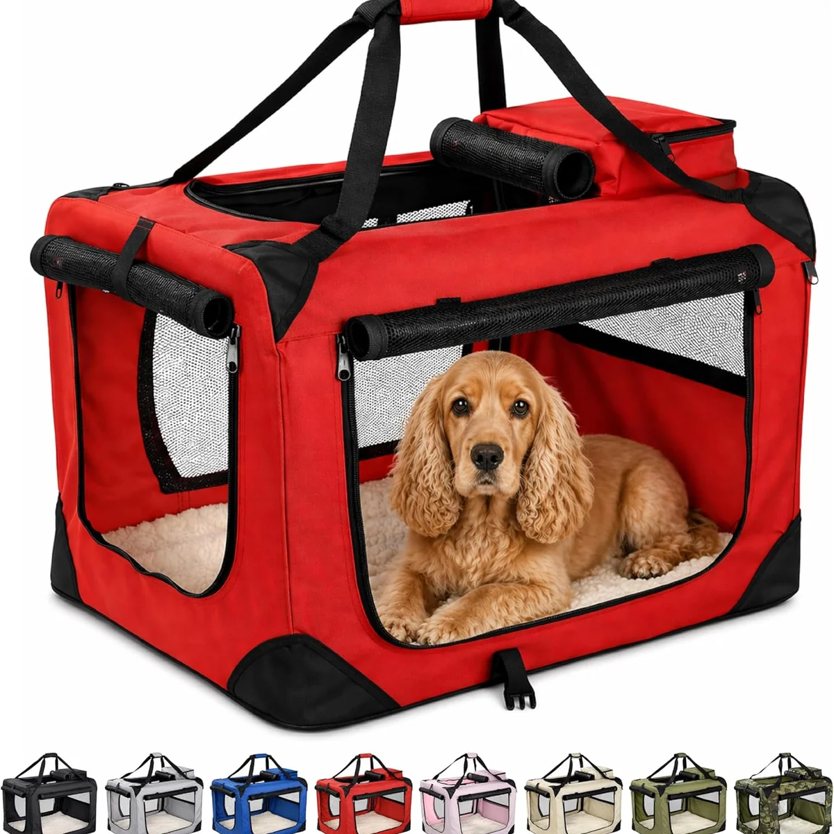 Floofy Friends Soft-Sided Dog Travel Crate, Foldable