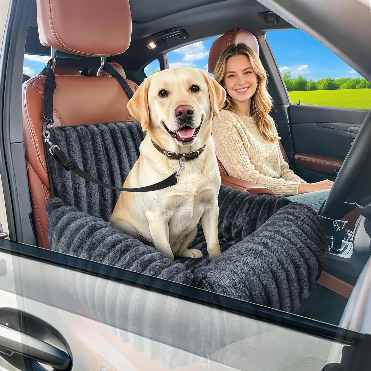 MIXJOY Dog Car Seat with Thick Cushion for Dogs&Cats Under 40lbs