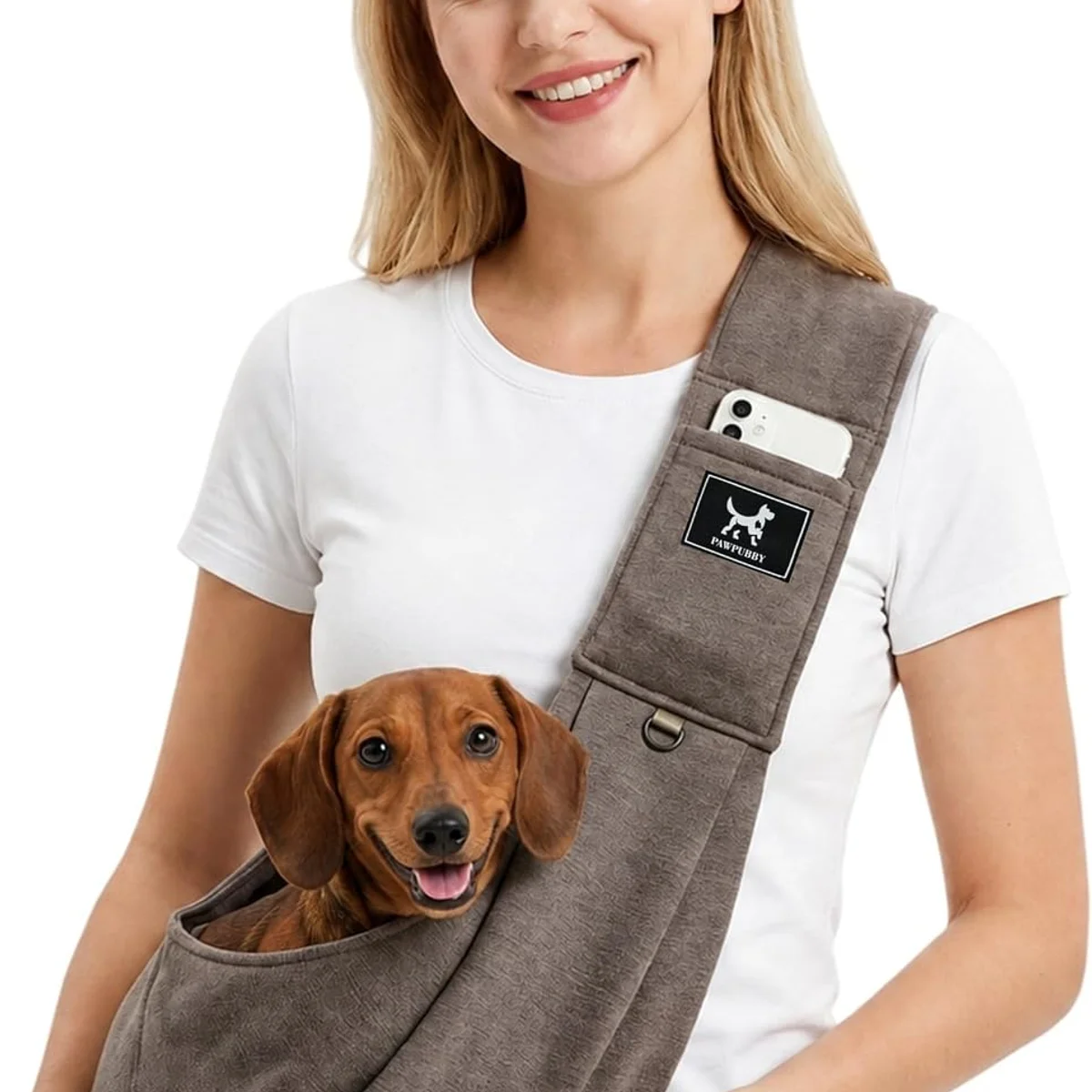 PAWPUBBY Dog Sling Carrier, Wide Padded Shoulder Strap for Extra Comfort