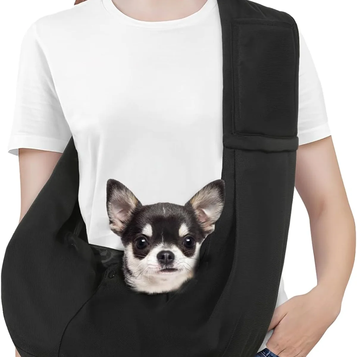 Pawaboo Reversible Small Dog Sling Carrier, Black