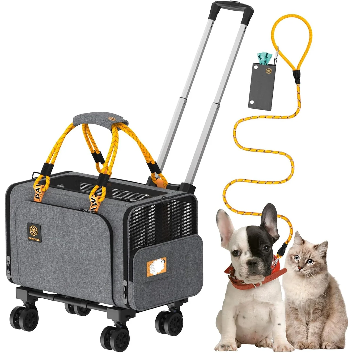 PAWZIDEA Expandable Rolling Cat Carrier with Wheels, TSA Airline Approved