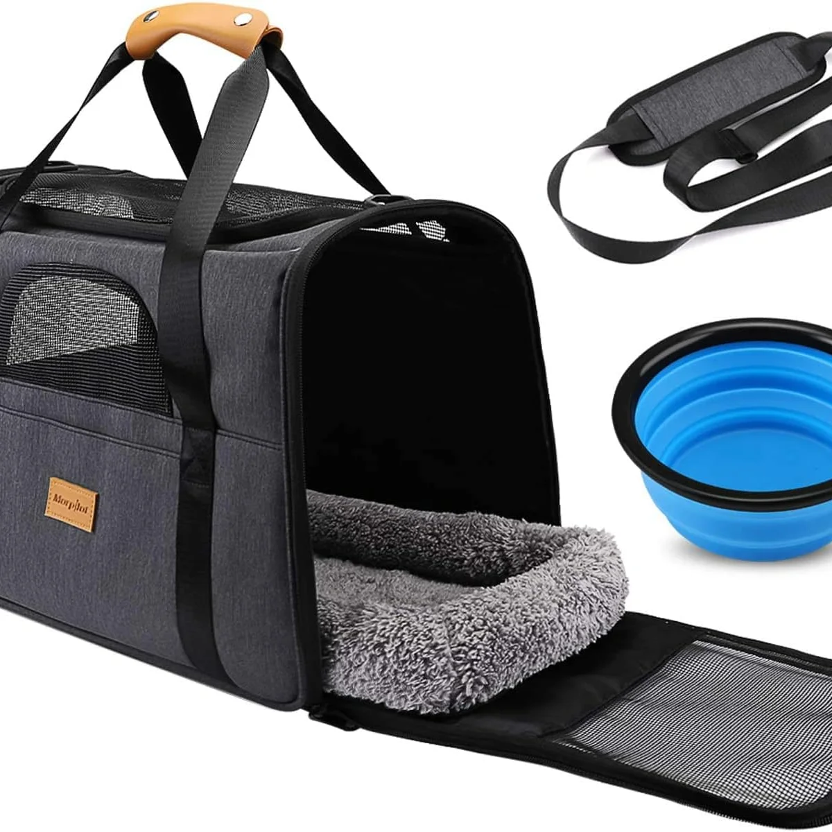 Morpilot Soft Pet Carrier Bag, Airline Approved, Grey